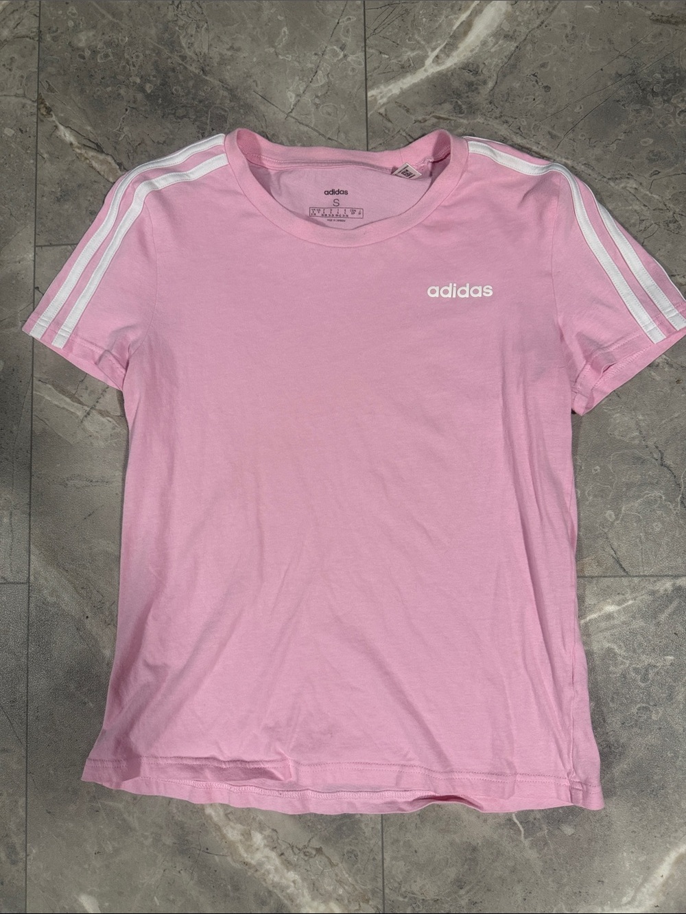 adidas Pink Short Sleeve Tee with White 3-Stripes